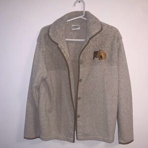 Brown Berber Button Up Jacket Horses by Wild Wings Size Medium